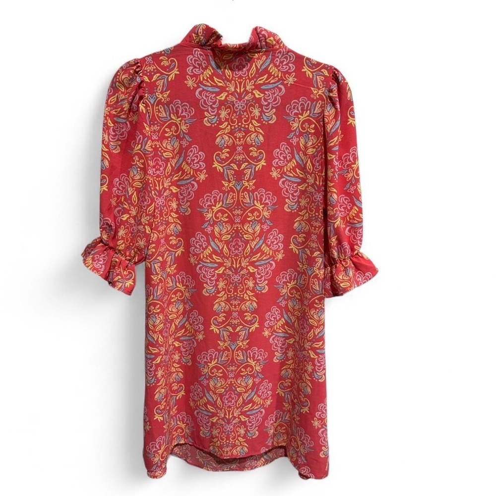 Elegant Floral Ruffle Blouse - Coral - Picture 3 of 5
